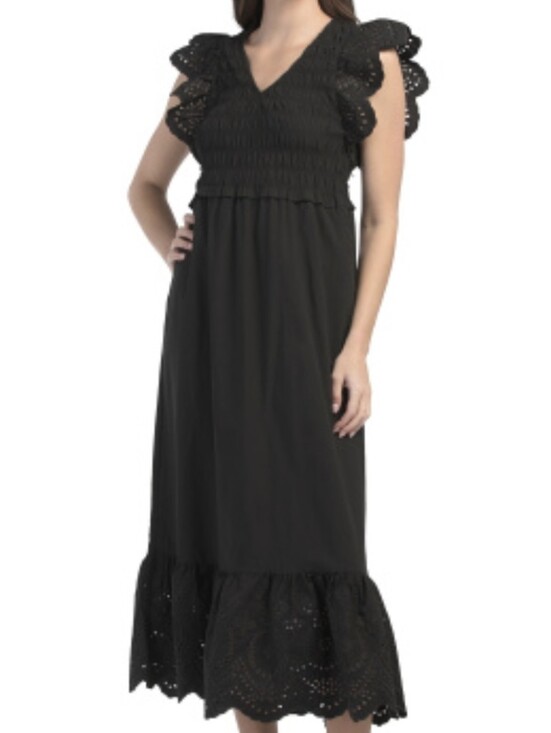 Calypso St. Barth Dresses & Skirts - NWT-Calypso St. Barth Flutter Sleeve Eyelet Detail Cotton/Tencel Midi Dress- XL